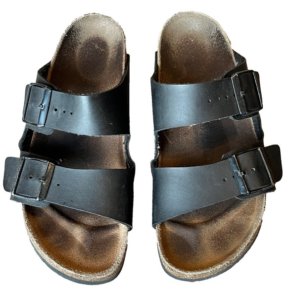 Birkenstock Shoes - Birkenstock Arizona Slides Sandals Black Birko-Flor Womens 8-8.5 EU 39